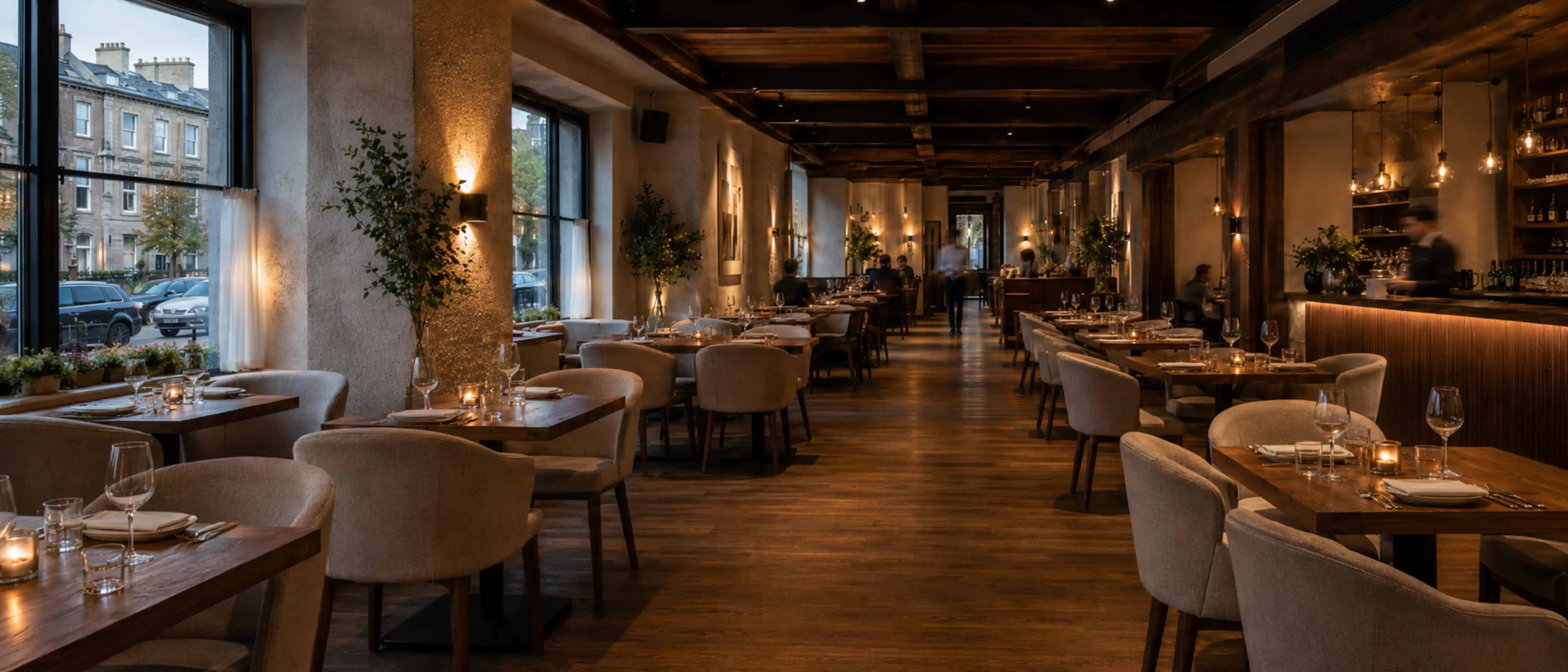 Atmospheric premium restaurant interior